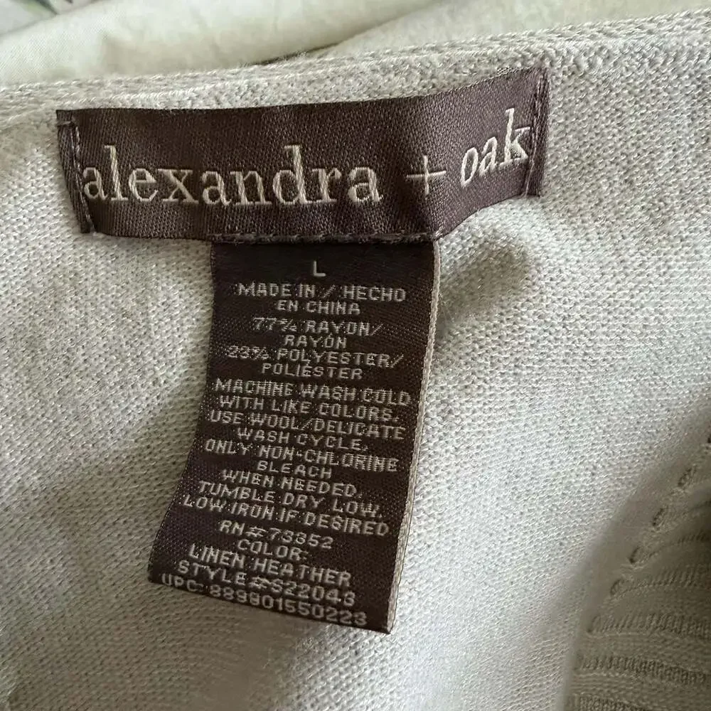 Alexandra + Oak Linen Heather Ribbed Open Front Long Cardigan Size L - Picture 3 of 3